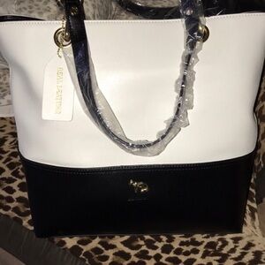 Emma Fox Black & White Leather Tote